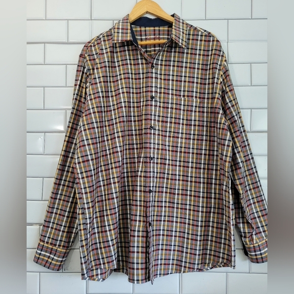 Tasso Elba Other - TASSO ELBA Mens Long Sleeve Button Front Shirt 100% Cotton Gray Plaid Stripe C
